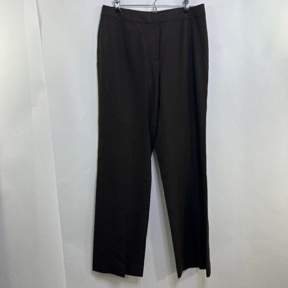 Lafayette 148 Pants 10 Brown Wool‎ Trousers Career Work Dark Straight Leg